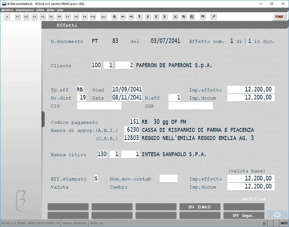 Archivio effetti