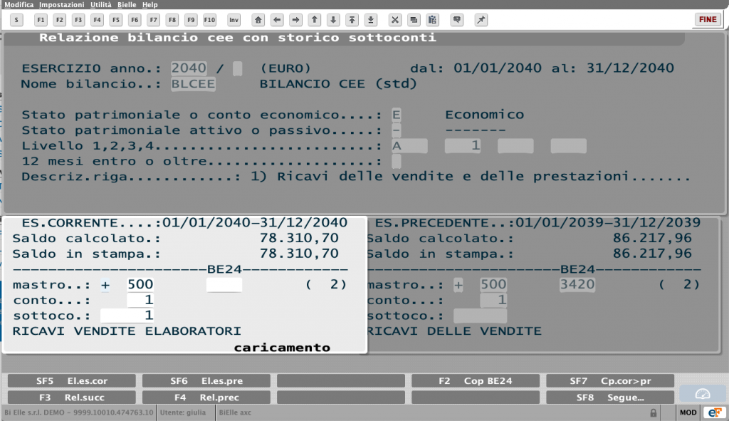 Esempio di abbinamento tra piano dei conti e Bilancio CEE