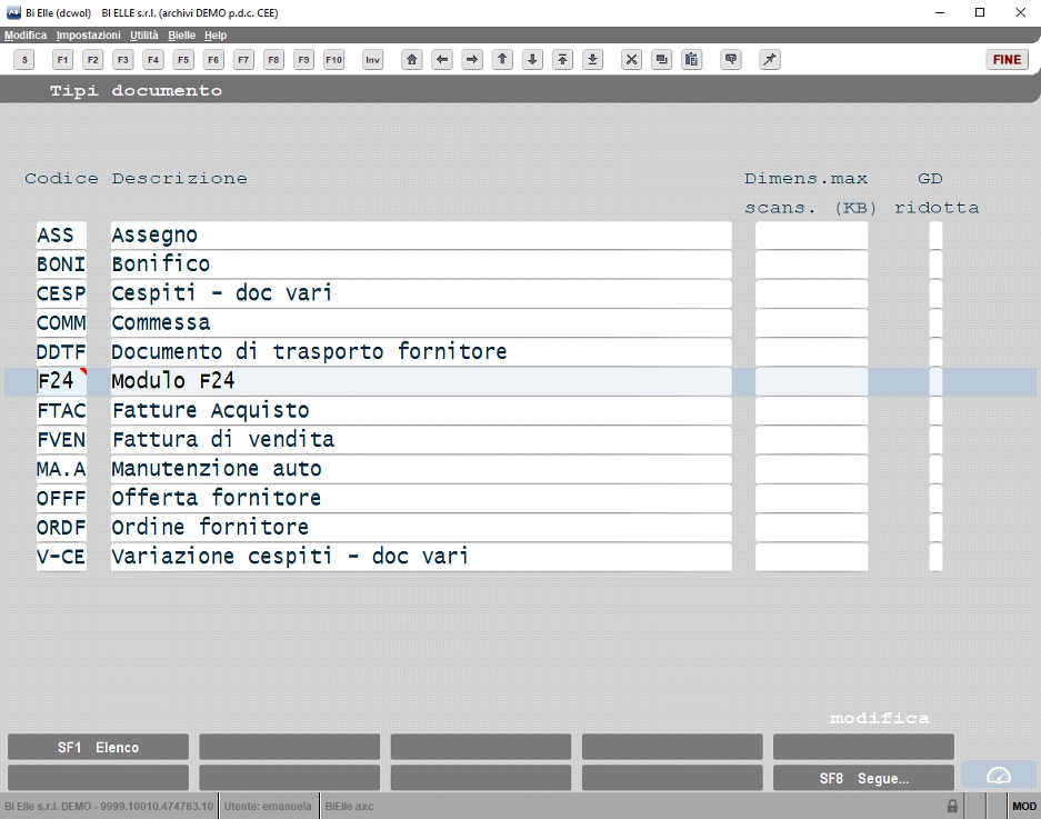Tipi documento<br />