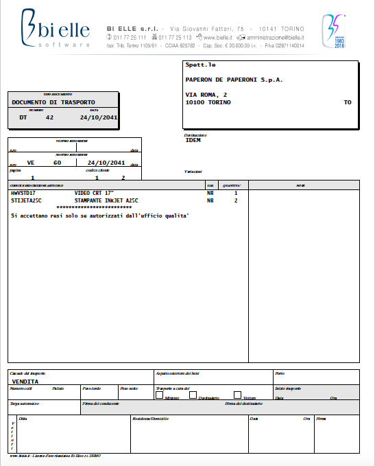 Documento di trasporto